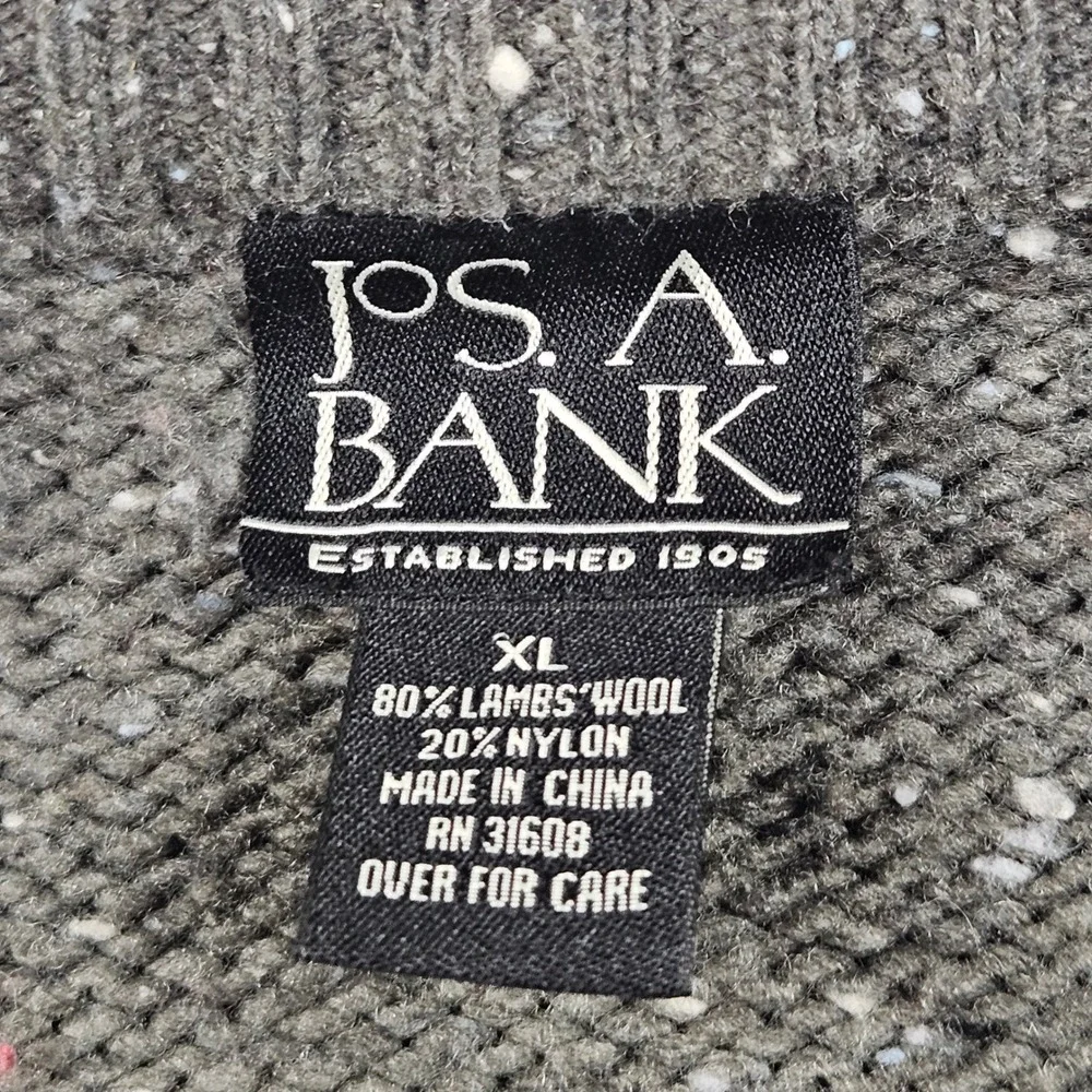 Jos. A. Bank Argyle Sweater Mens XL Multicolor Lambswool Nylon Marled Crewneck